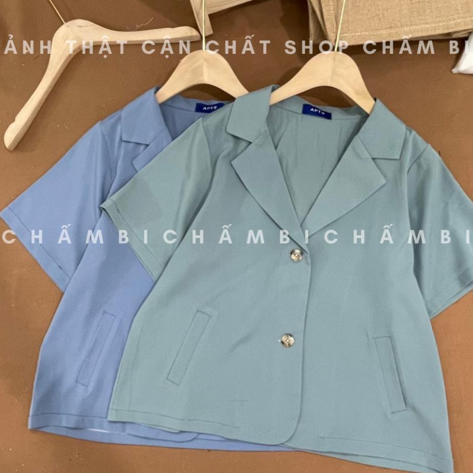 Áo blazer croptop A.231, Áo khoác cổ vest dáng ngắn bảng màu cực xinh (ảnh thật cuối - cúc giả gỗ)