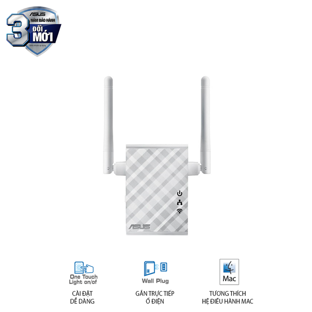 [Mã ELMALL1TR giảm 5% đơn 3TR] Bộ Mở Rộng Sóng Asus RP-N12 Repeater Chuẩn N300 2 Ăng-ten 2dBi Giúp Tăng Độ Phủ Sóng