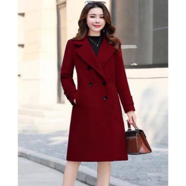 Áo Khoác Dạ Len Dáng Dài Phối Nút Cao Cấp Form Chuẩn Hàng Quảng Châu M | BigBuy360 - bigbuy360.vn