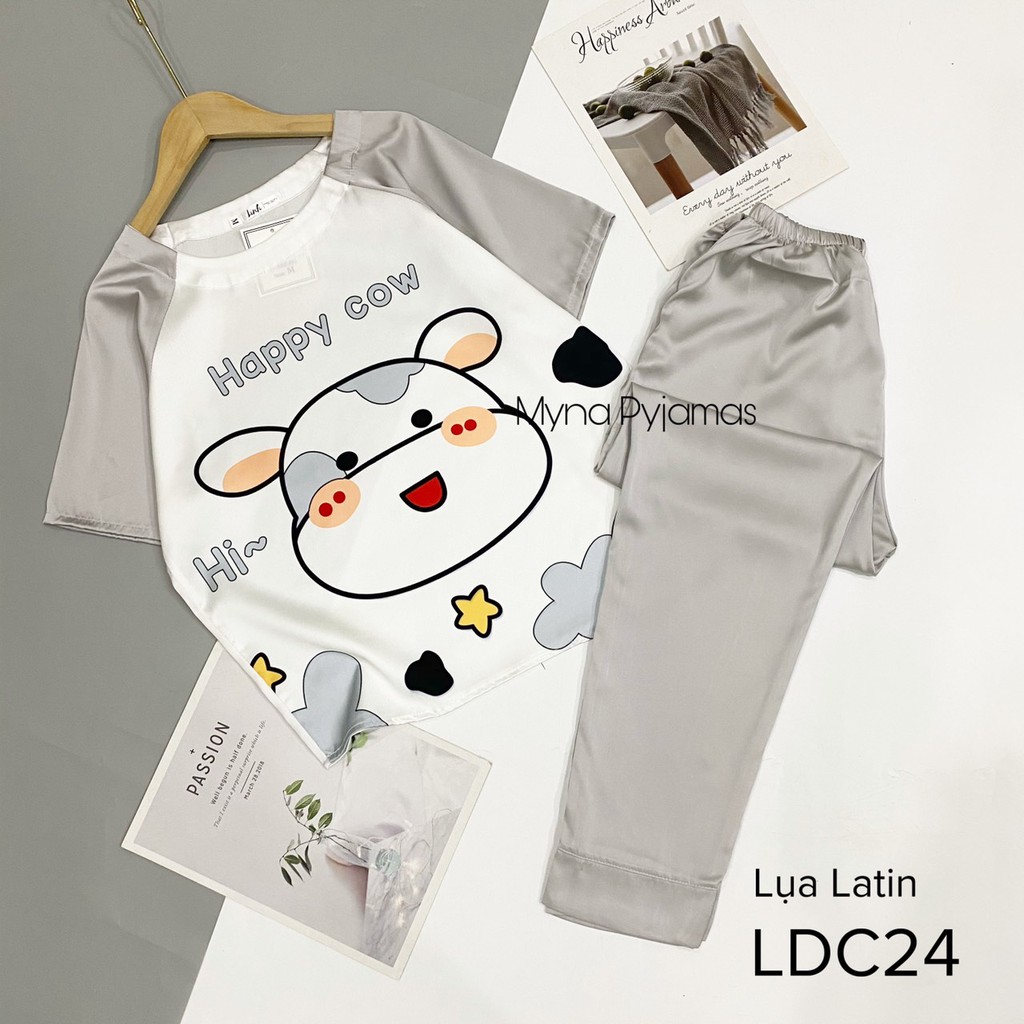 LUALA PYJAMAS , Bộ mặc nhà latin cộc dài cổ tròn, chất mềm mịn, hàng có size ( ảnh chụp thật)