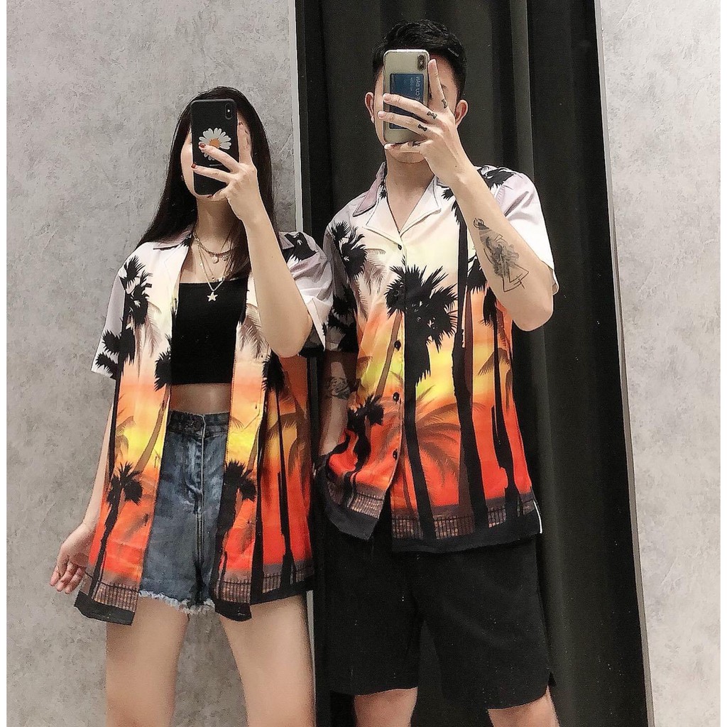 áo sơ mi nam cộc tay , họa tiết cây dừa, chất lụa không nhăn , ko xù, from rộng | BigBuy360 - bigbuy360.vn