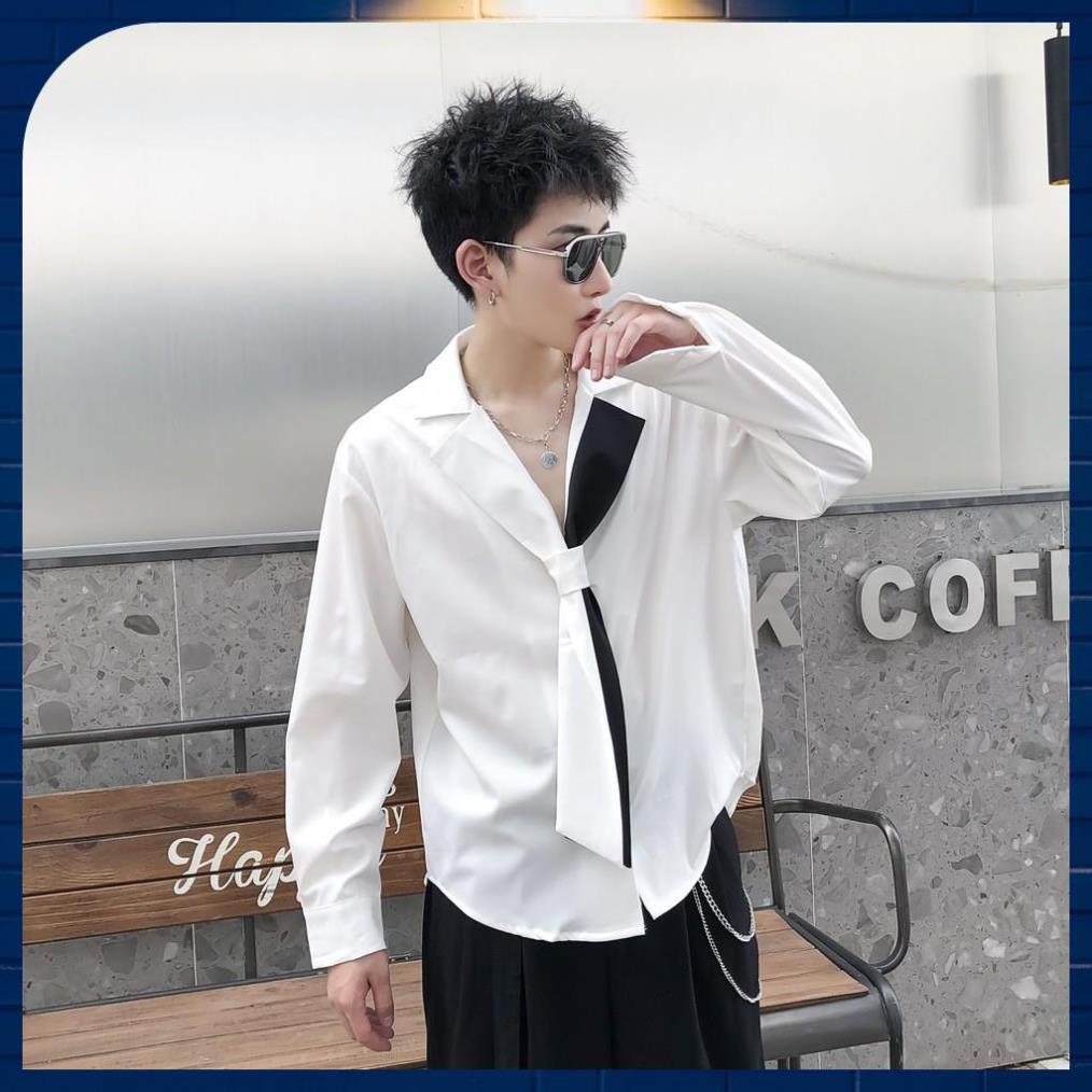 Áo Sơmi Nam, Sơmi Nam Cá Tính Dáng Rộng Kèm Cavat PlayBoys