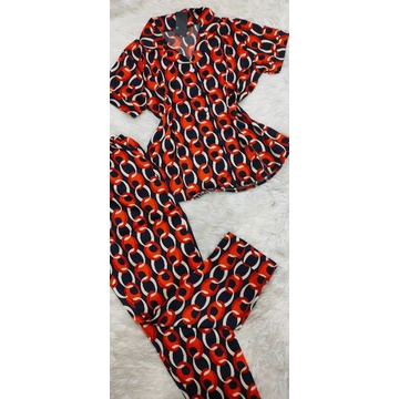 Bộ pijama tay ngắn quần dài vải satin