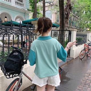 Áo polo tay phối màu