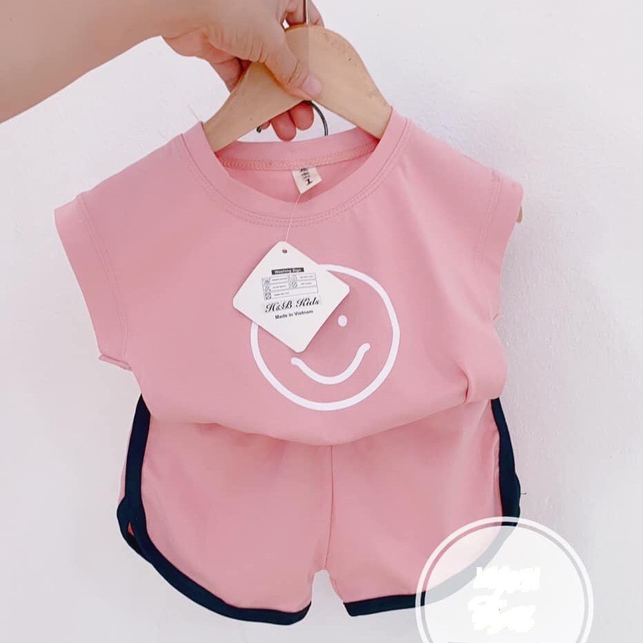 Bộ bé gái hè cotton mặt cười Summer size  20-33kg XHN652