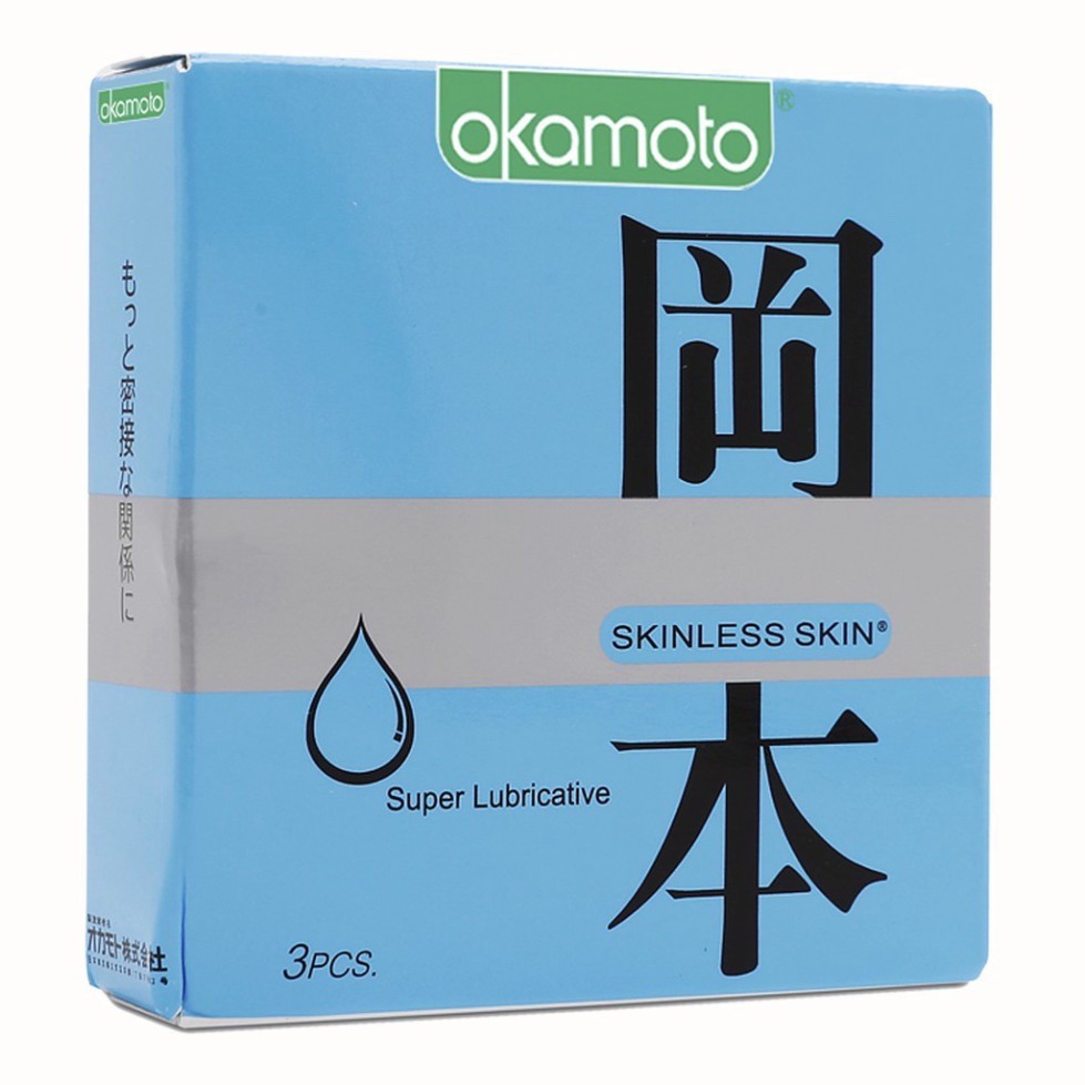 Bao cao su siêu mỏng siêu bôi trơn Okamoto Lubricated Nhật Bản (hộp 10C, hộp 3C)