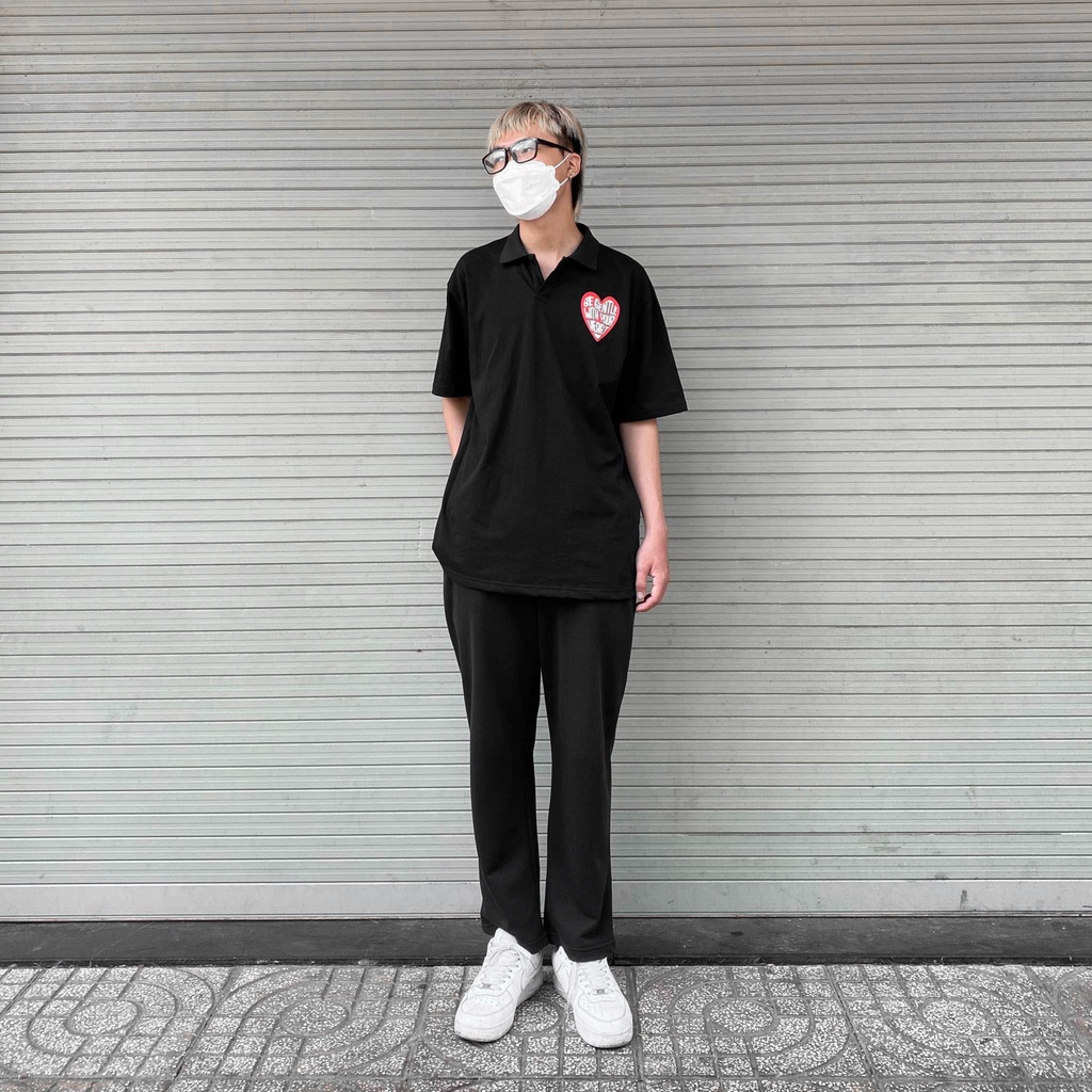 ÁO THUN FF FORM RỘNG POLO BE GENTLE WITH YOUR HEART TEE, VẢI THUN 2 CHIỀU COTTON 250GSM