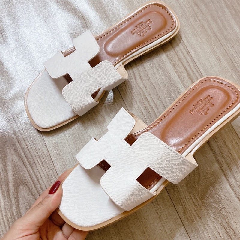 Dép nữ H da siêu mềm siêu sang PUNSHOES.(ẢNH TỰ CHỤP- FREESHIP)