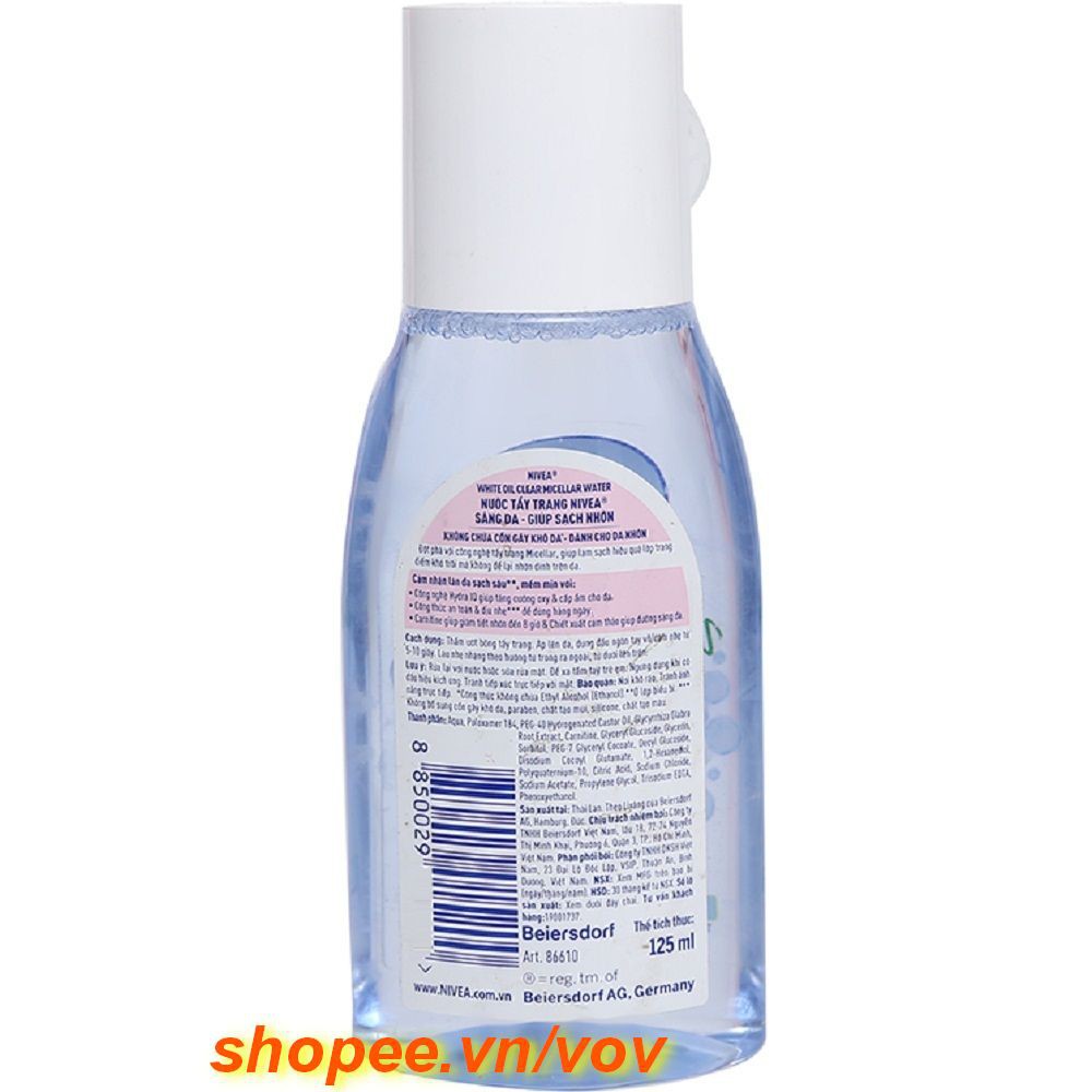 Nước Tẩy Trang Nivea 125ml Acne Care (da mụn)  Make Up Clear Micellar Water 100% chính hãng.