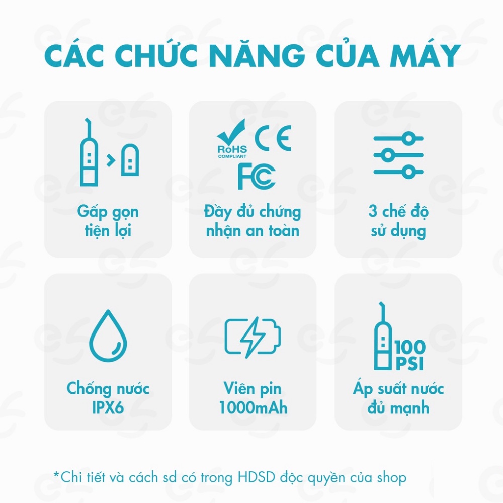 Tăm Nước Cầm Tay Nội Địa-Tăm Nước Vệ Sinh Miệng Siêu Sạch Bảo Vệ Răng Miệng Tiện Lợi- Tặng 4 Đầu Vòi