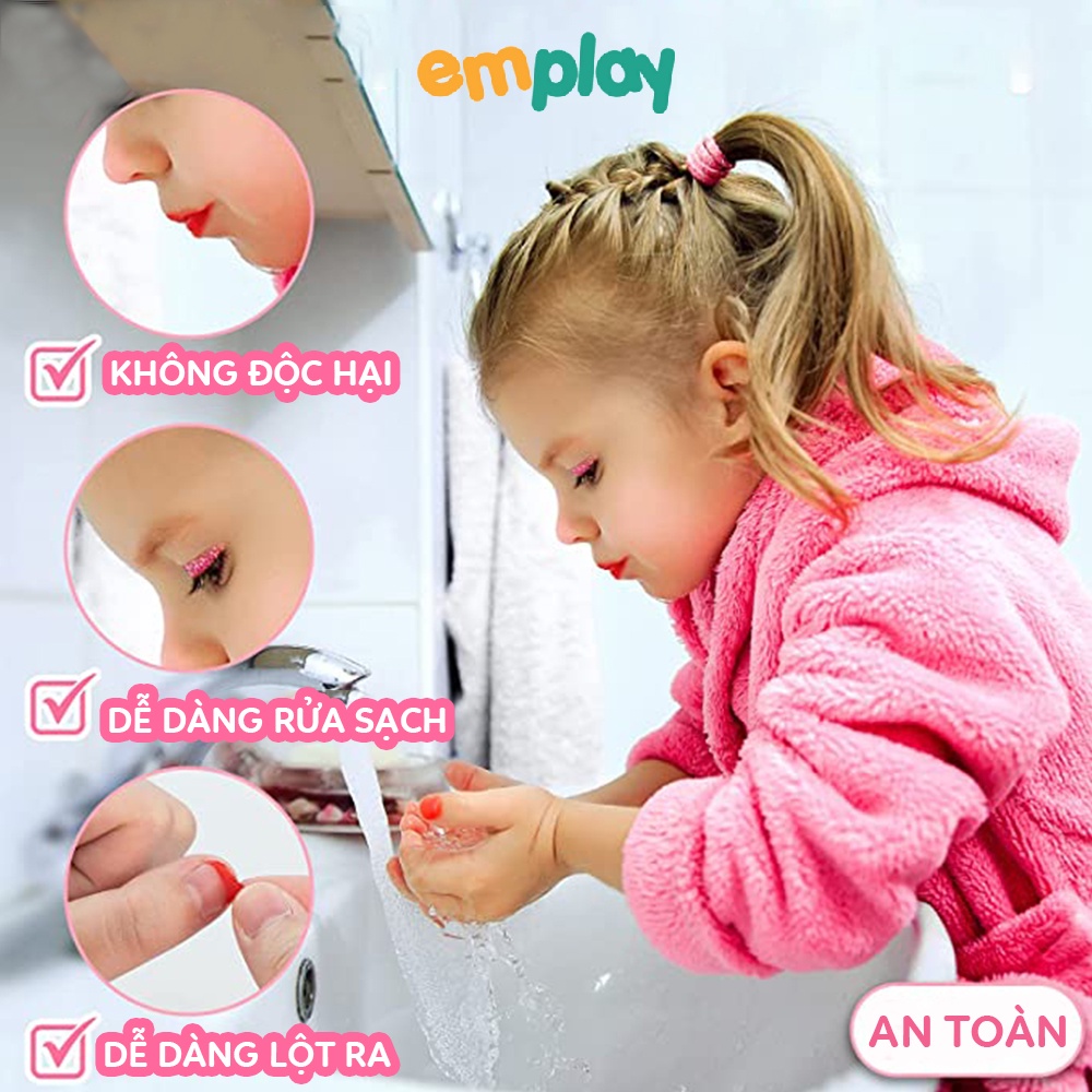 Đồ trang điểm cho bé gái màu hồng cao cấp Emplay bộ đồ làm đẹp chất thật cho bé từ 3 tuổi