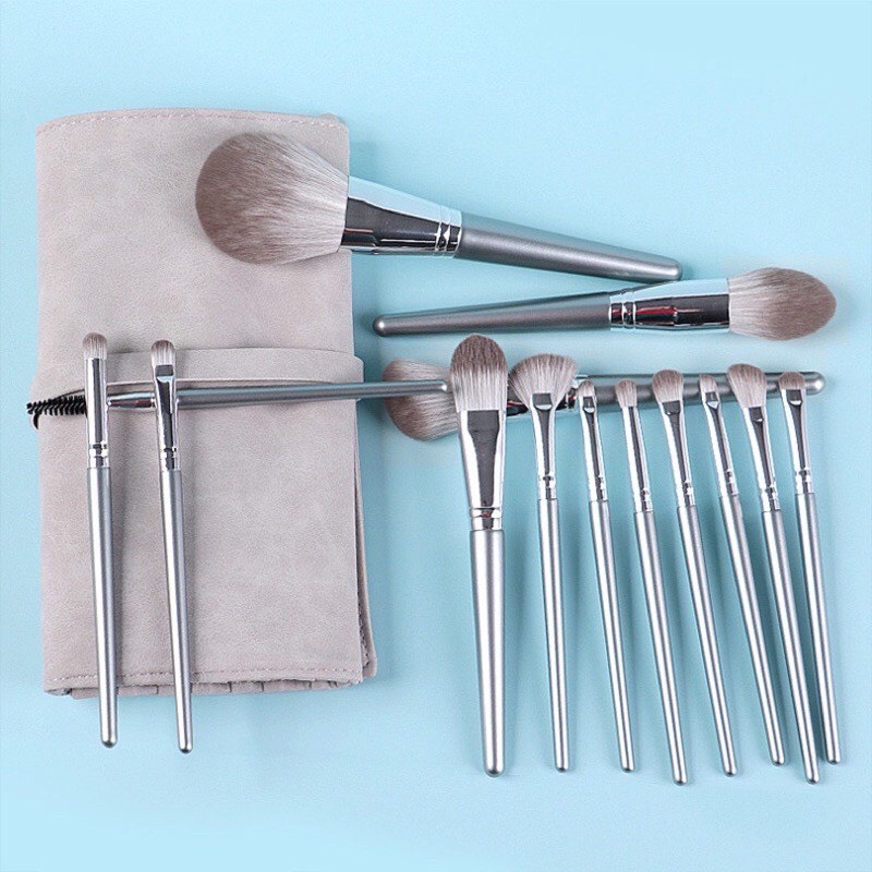 Bộ cọ cao cấp 14 cây cán bạc lông siêu mềm mịn bắt phấn dùng trang điểm makeup cá nhân chính hãng chuẩn Beauty