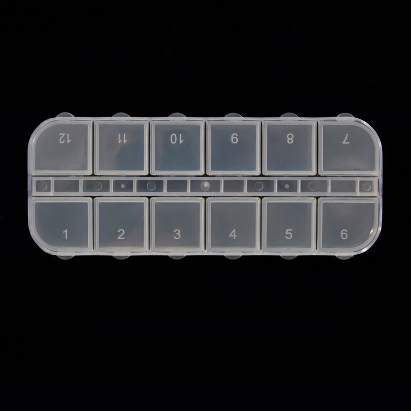 Hộp nhựa trong suốt 12 ngăn đựng phụ kiện làm móng / thêu tranh chữ thập