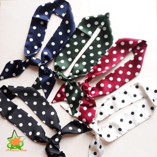 Khăn turban-  khăn lụa dài chấm bi D590F