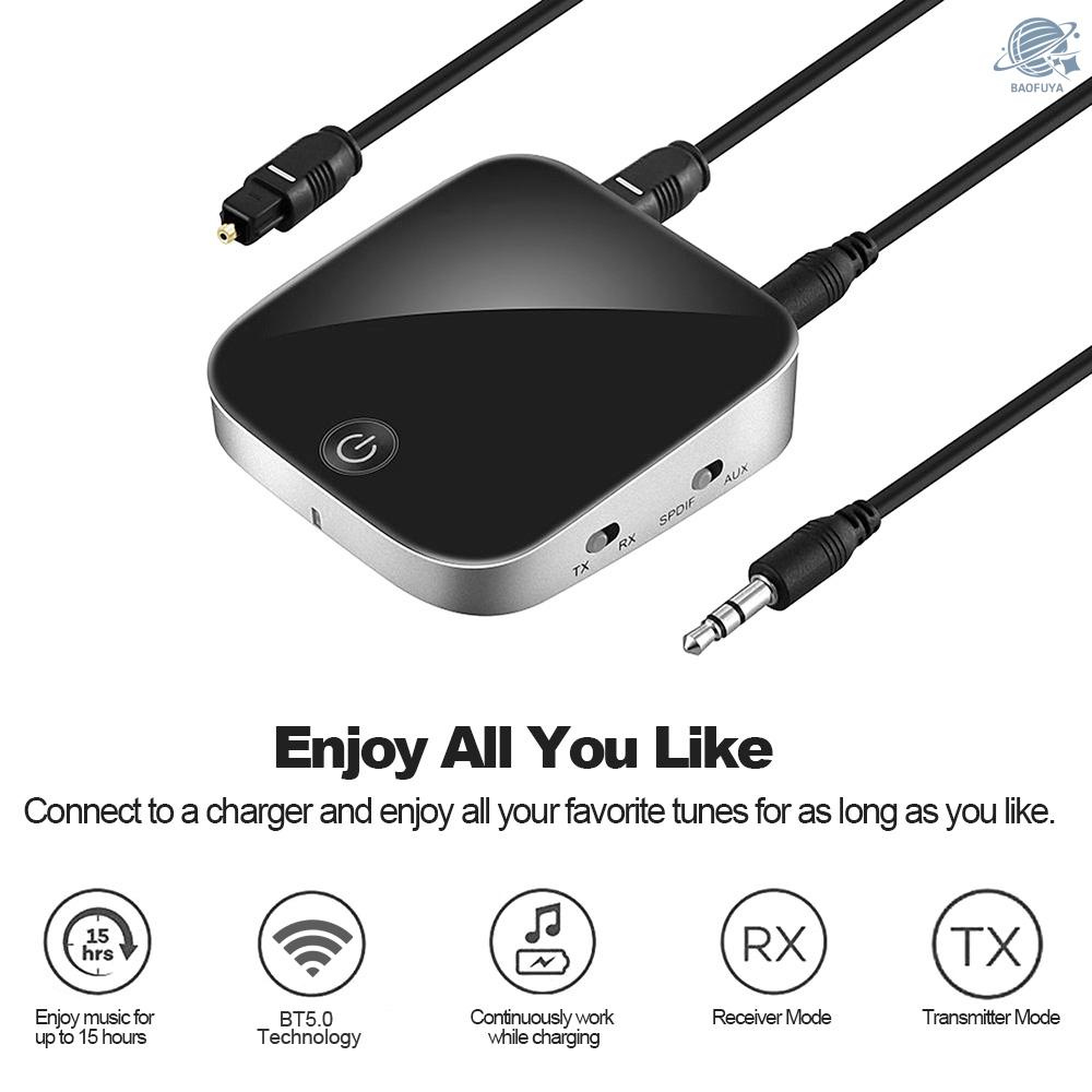 Bộ Thu Phát Âm Thanh Bluetooth 5.0 2 Trong 1 Toslink / Spdif & Aux 3.5mm Aptx Apt-X