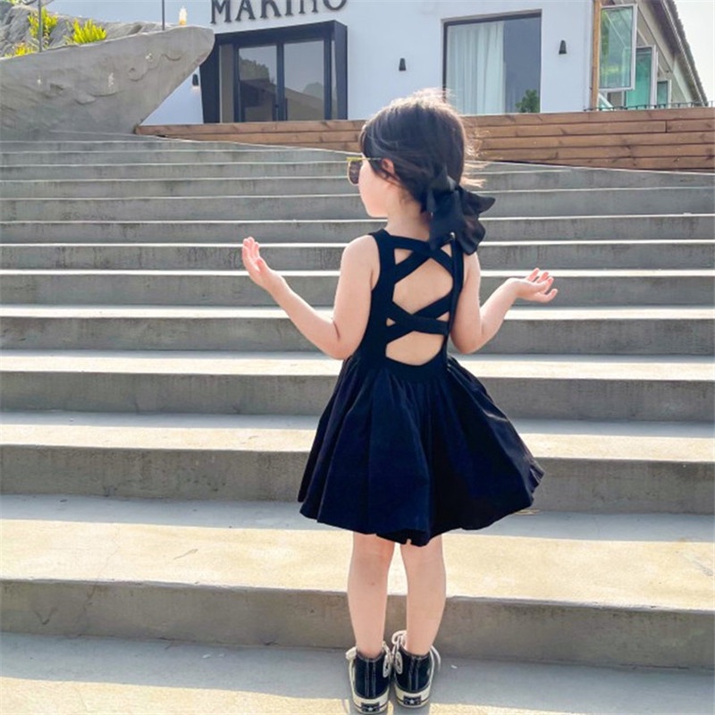 Thời Trang Bé Gái Hackless Đen Trẻ Em Váy Bkku