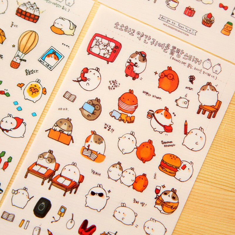 Set 6 Sticker Hình Thỏ Dễ Thương Dùng Trang Trí Tiện Dụng