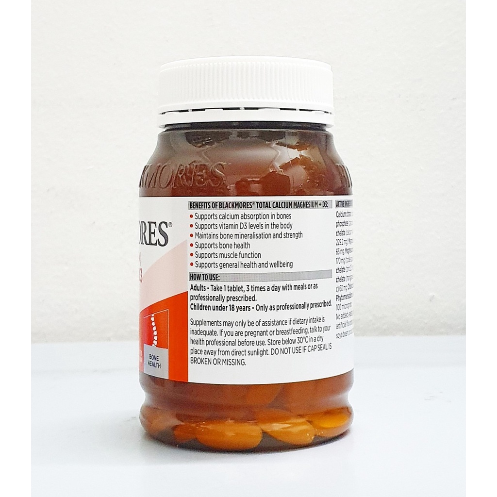 date 6/2024 - Viên uống Hỗ trợ xương khớp Total Calcium &amp; Magnesium + D3 hãng Blackmores Úc chai 200 viên