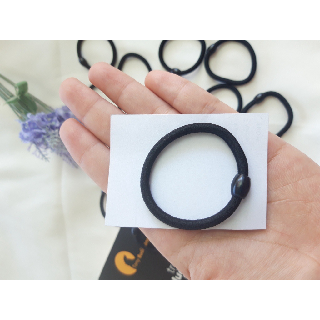 Dây chun đen trơn cột tóc Phong cách Hàn Quốc cho bạn nữ sợi to, Phụ Kiện Tóc Thời Trang   CT024