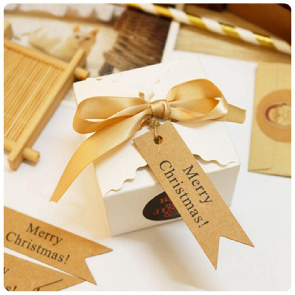 Set 100 Thẻ Giấy Kraft Có Dây Treo Trang Trí Giáng Sinh