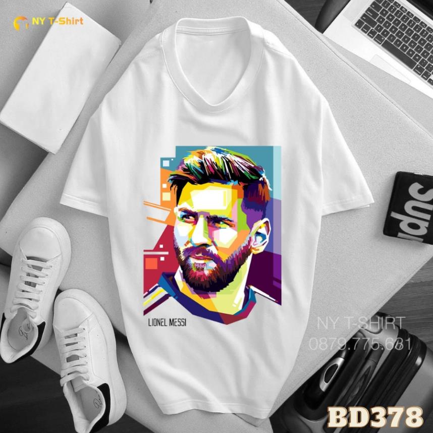 Áo Thun Lionel Messi  Áo Màu Trắng Và Đen Tay Ngắn,Nam Nữ Đều Mang Được Mã BD378 - In Hình Cầu Thủ Bóng Đá