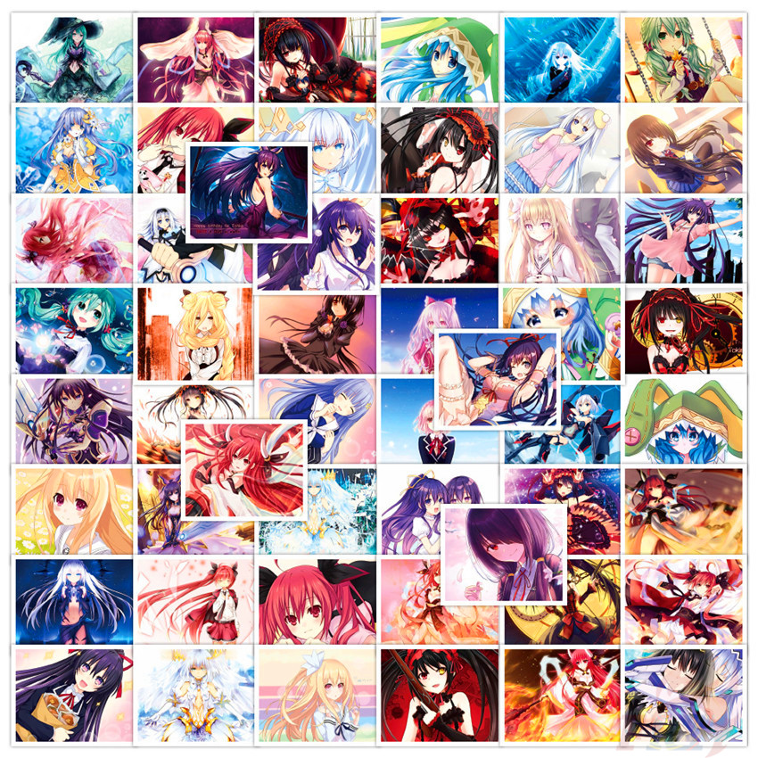 Bộ 50 Miếng Dán Hình Anime Date A Live - Series 02 Thời Trang Chống Thấm Nước