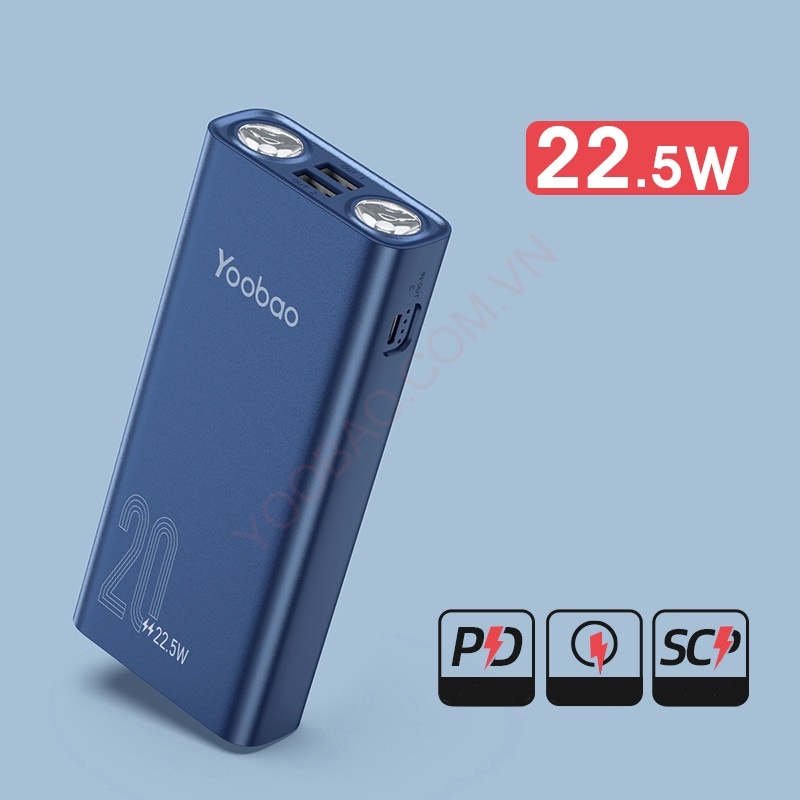 Pin sạc dự phòng 20000mAh L20Q Yoobao PD 20 Sạc nhanh công suất 22,5W- Dùng cho Iphone 11,12, Huawei
