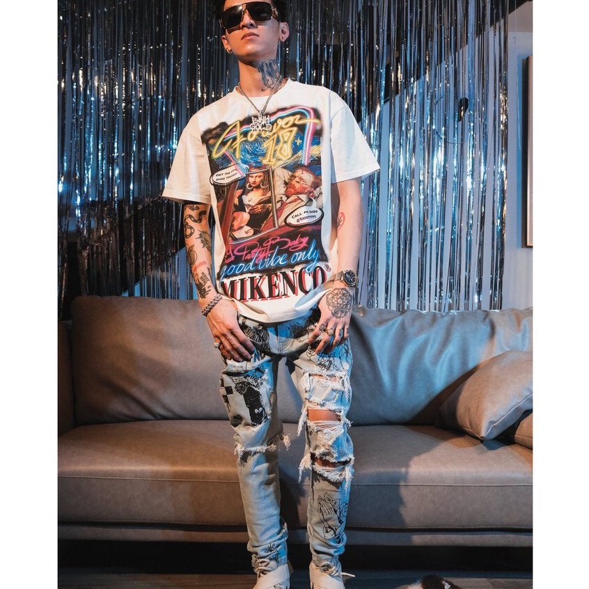 Áo Phông MIKENCO , Áo Thun Unisex MIKENCO Vangogh Form Rộng 100%Cotton Mát Mịn Thấm Hút Mồ Hôi.