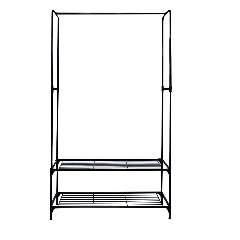 HomeBase ME LIVING Thanh treo quần áo kèm giá 2 tầng PIXEL bằng thép Thái Lan W98xH170xD34cm màu đen