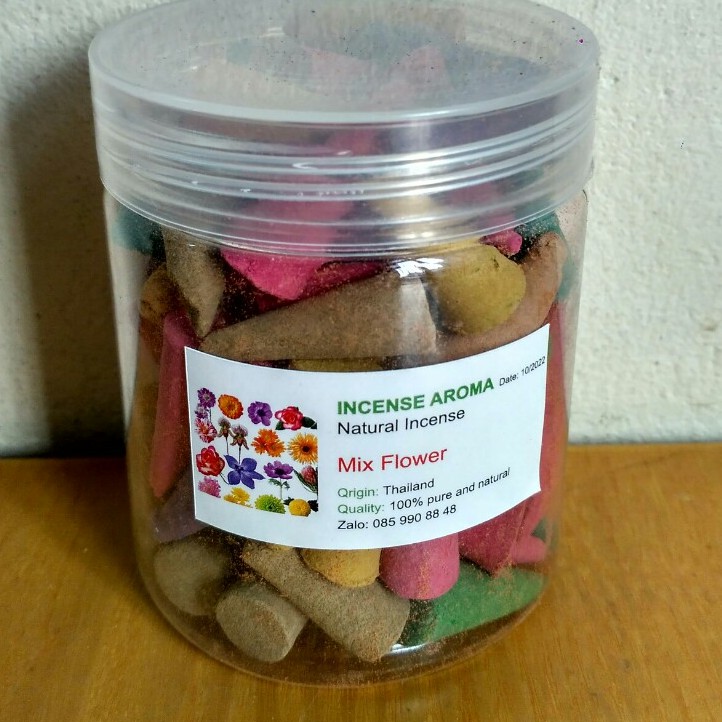 Hộp 60 viên nhang nụ trầm hương thái lan hình nón loại 1 cho mùi hương dễ chịu thư giãn - MIX FLOWERS .