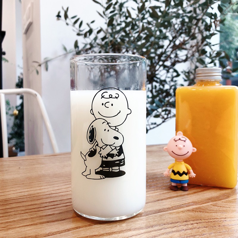 Cốc Ly Đứng Thủy Tinh Uống Nước, Trà Sữa Hình Snoopy Charlie