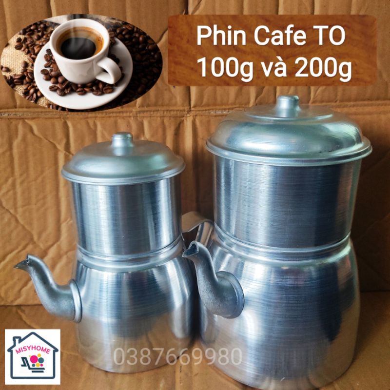 Phin pha cà phê nhôm dày lọc ủ cafe cỡ lớn to đại dạng ấm siêu 100g 200g 1 lạng 2 lạng cho quán caphe Misyhome