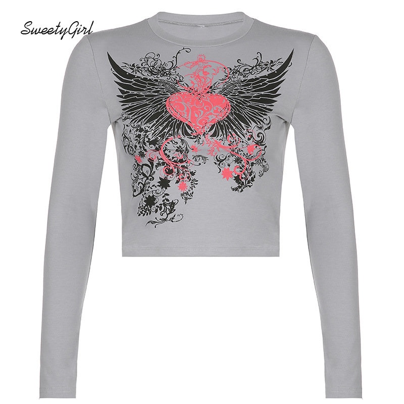 Áo Thun Tay Dài Cổ Tròn Phối Màu Tương Phản Thời Trang 2022 Y2k Cho Nữ