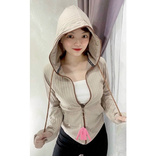 Áo Khoác Nữ Thun sọc đua 6 túi - 40kg đến 57kg