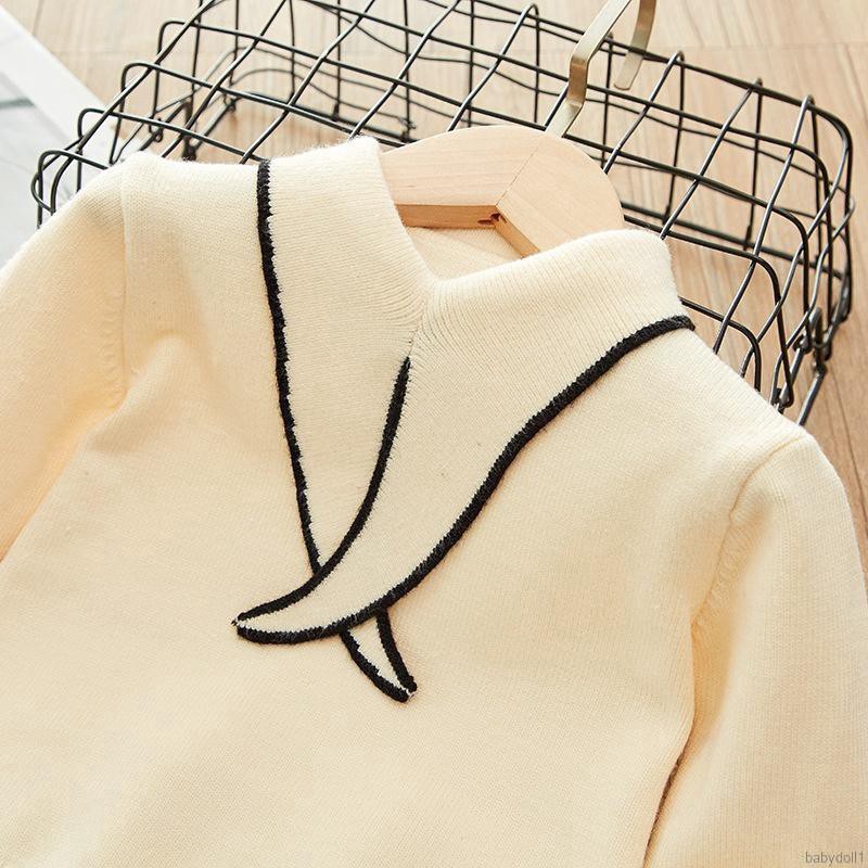 Set áo len tay dài phối chân váy xòe xinh xắn thời trang cho bé gái