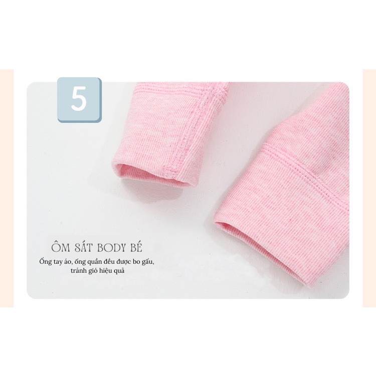 Bộ cotton nỉ Dày dài tay cổ 3 phân bé trai, bé gái QCCC