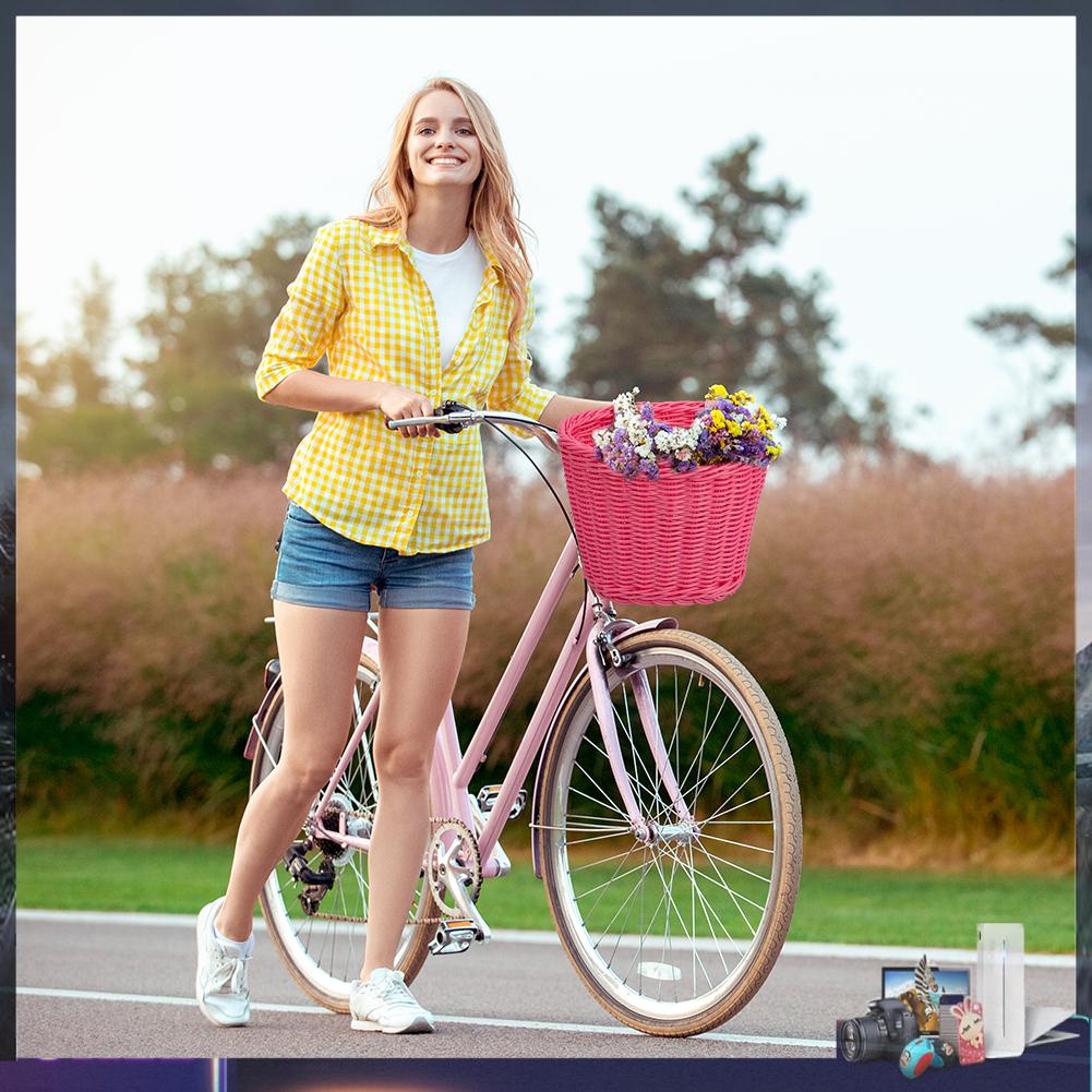 Giỏ đan mây đựng đồ gắn ghi đông xe đạp tiện lợi