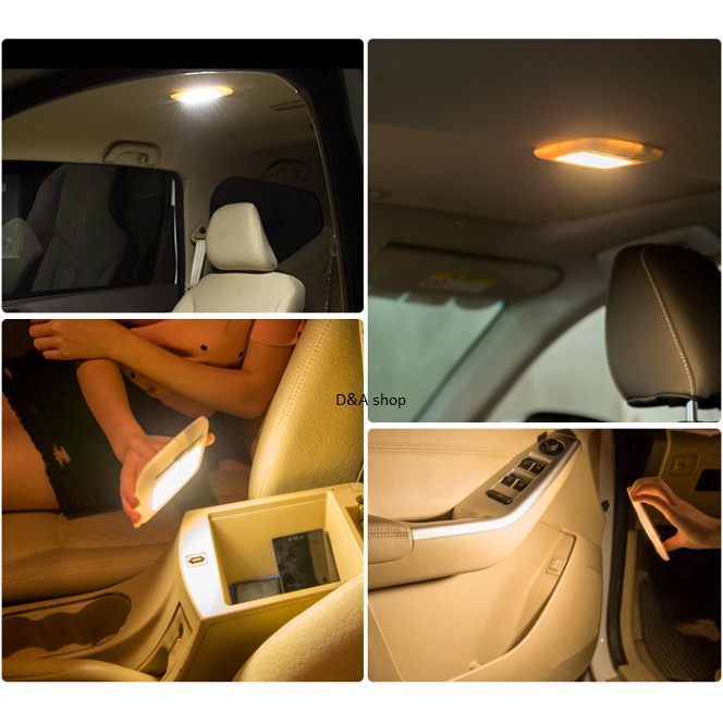 Đèn LED dán trần xe hơi thông minh, có nam châm siêu hút,cảm ứng tích hợp pin dự phòng, ko cần dây nối - D&A Shop