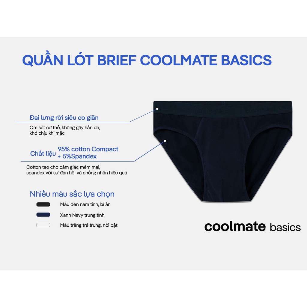 Combo 3 quần lót nam Brief Coolmate Basics không viền êm ái