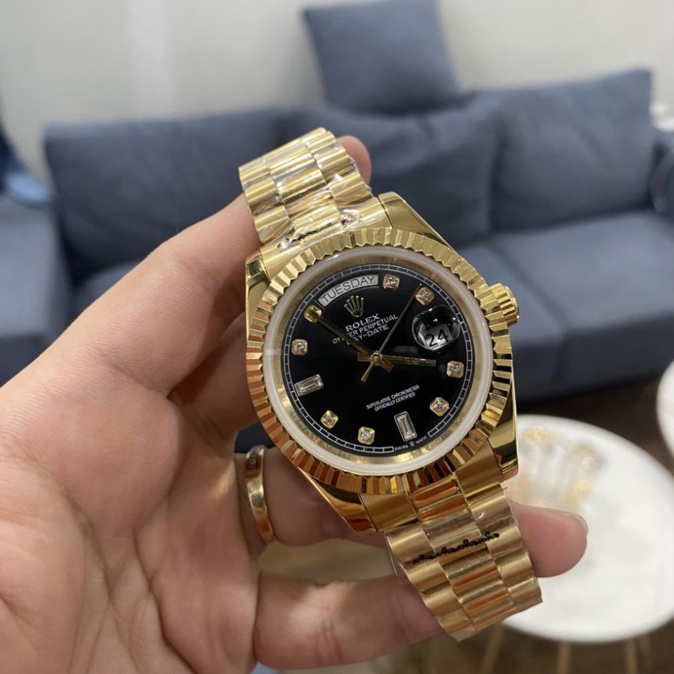 Đồng Hồ Nam RoLex Sapphire RA22 Mặt ĐEN Day Date Máy cơ Automatic Nhật Chống xước Tuyệt Đối