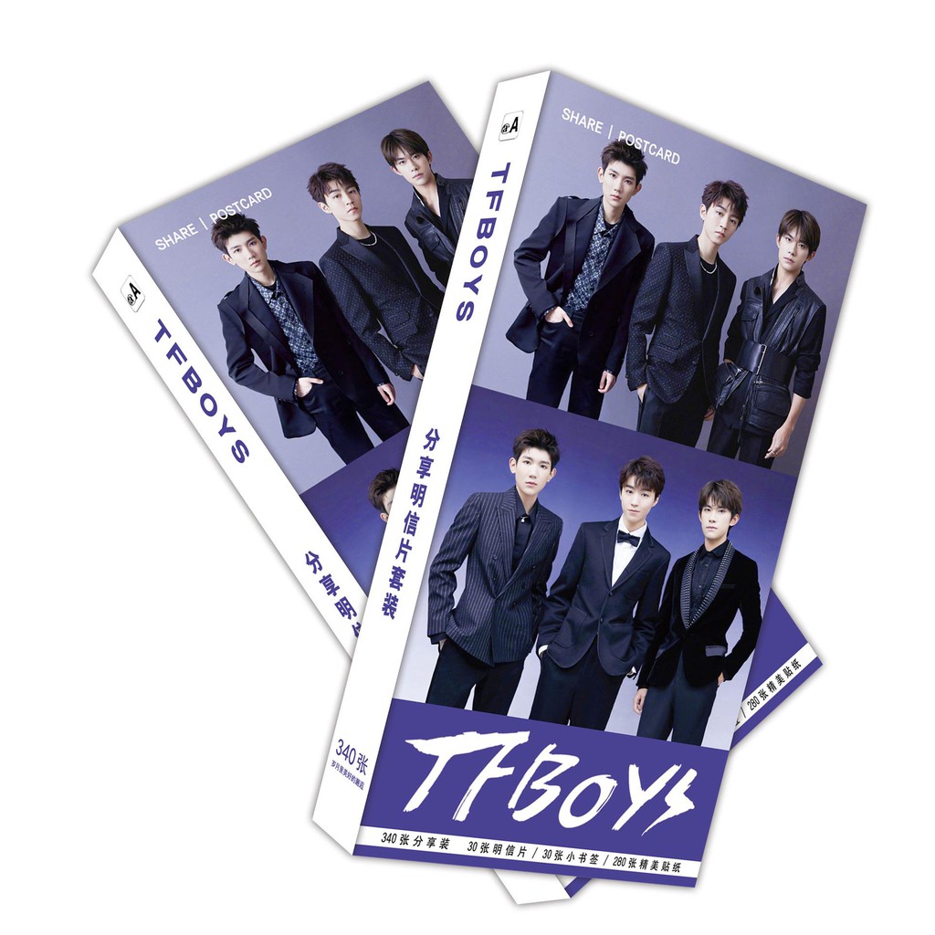 Postcard TFBOYS VƯƠNG TUẤN KHẢI VƯƠNG NGUYÊN DỊCH DƯƠNG THIÊN TỶ hộp ảnh bộ ảnh có ảnh dán sticker lomo bưu thiếp