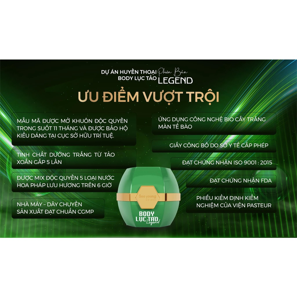 Kem Dưỡng Da Body Lục Tảo Soo Young Legend 250Gram - Chính Hãng 100%