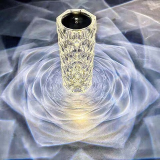 LED Crystal Table Lamp Diamond Rose Bar Night Light Touch Atmosphere Bedside