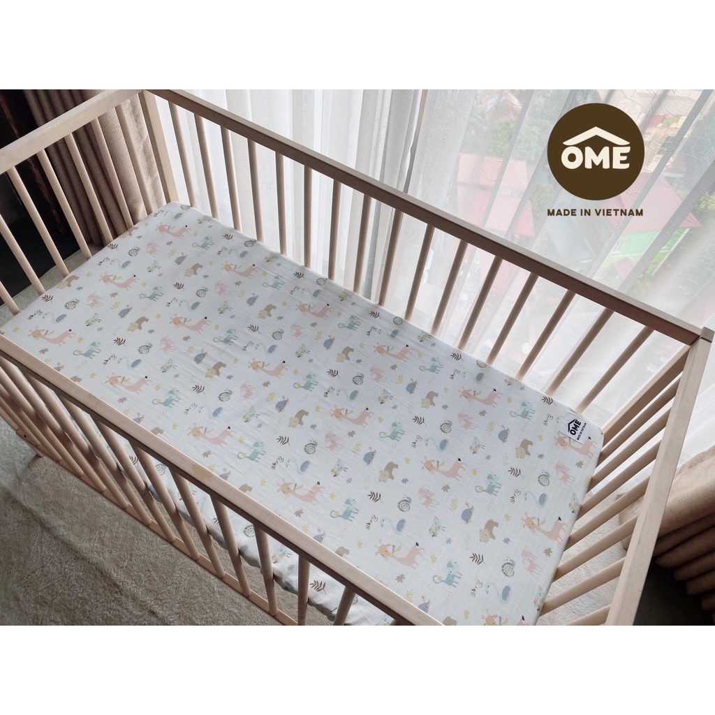 Ga Chun Ome Bọc Đệm nôi cũi gỗ Umoo 5in1 và cũi Monmon 6in1,cũi Hugme - Chất Liệu Cotton 100%