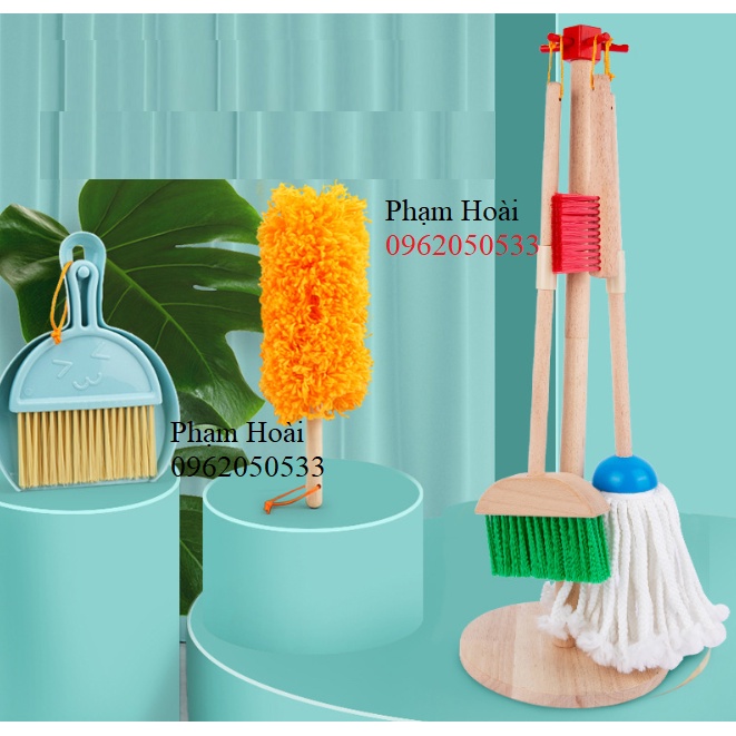 Bộ chổi hót rác, kèm lau nhà cho bé, góc thực hành cuộc sống , giáo cụ montessori (ảnh thực)