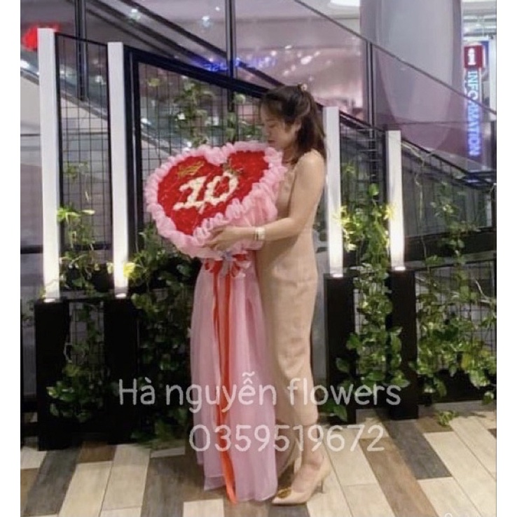 Hoa kỉ niệm ngày cưới- bó hoa hồng 99 bông nhận xếp chữ theo yêu cầu ( thay đổi màu hoa và màu voan theo yêu cầu)