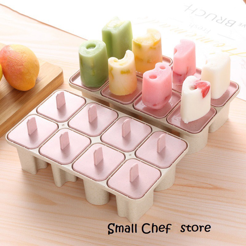 Khuôn làm kem 8 que nhựa lúa mạch cao cấp