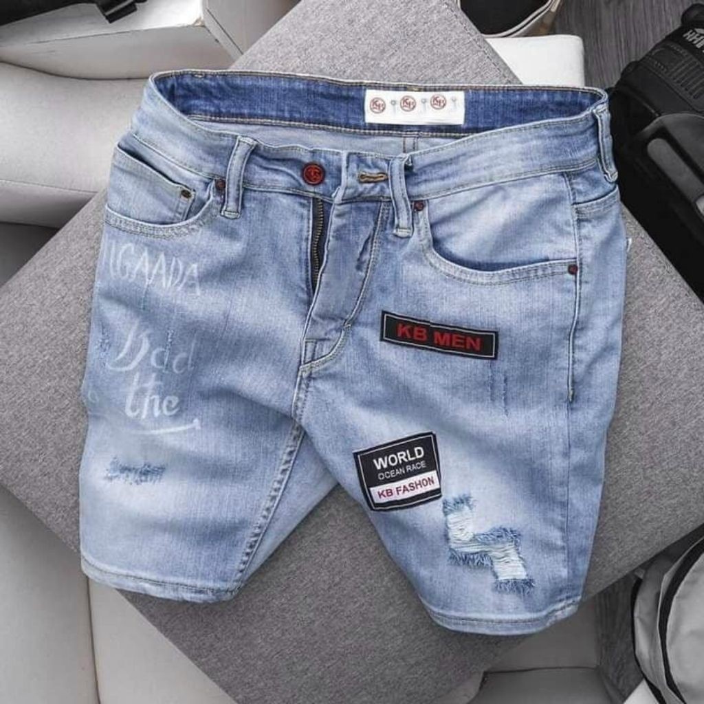 Quần Short Jean Nam  - Short Bò Ngố Cao Cấp DT07XM Vải Coton Co Dãn