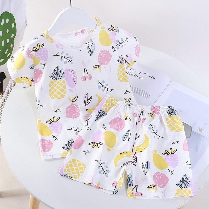  Bộ cộc cho bé trai bé gái vải cotton tre Áo Lá Homewear, đồ bộ mùa hè cho bé