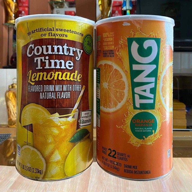 Bột cam TANG 2.04KG &amp; Bột Chanh Country Time Drink Mix Lemonade 2.33Kg– Mỹ- Pha nước ngon như nước cam/chanh tươi